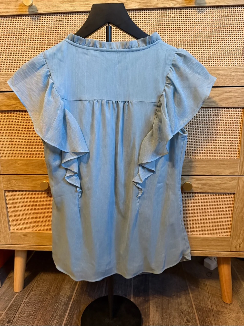 LC Lauren Conrad Sky Blue Ruffle Sleeve Blouse